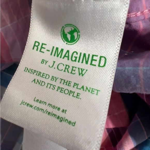 J CREW Classic Fit Crisp Cotton Poplin Shirtdress Pink Blue Plaid plus size 14 - Picture 7 of 7